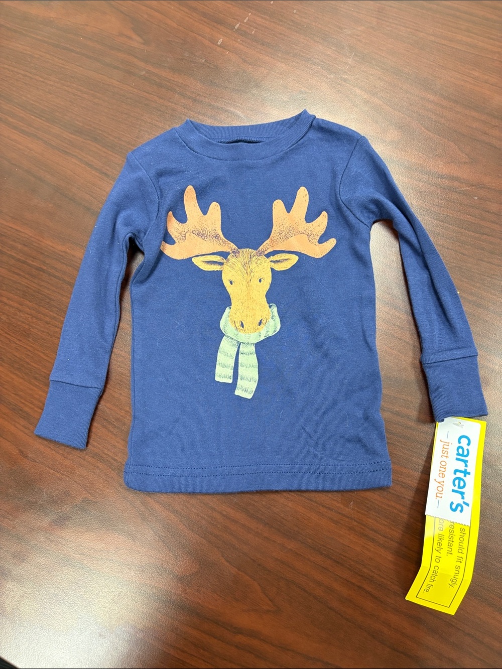 Carter's Navy Long Sleeve Tee with Moose Graphic